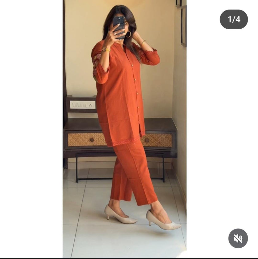 SUNSET GLOW EMBROIDRY CO-ORD SET